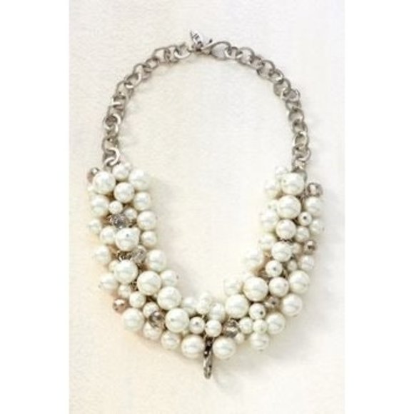 Jewel Kade Vintage Pearl/Swarovski Crystal Necklace & Glitter Heart Charm - Picture 1 of 9